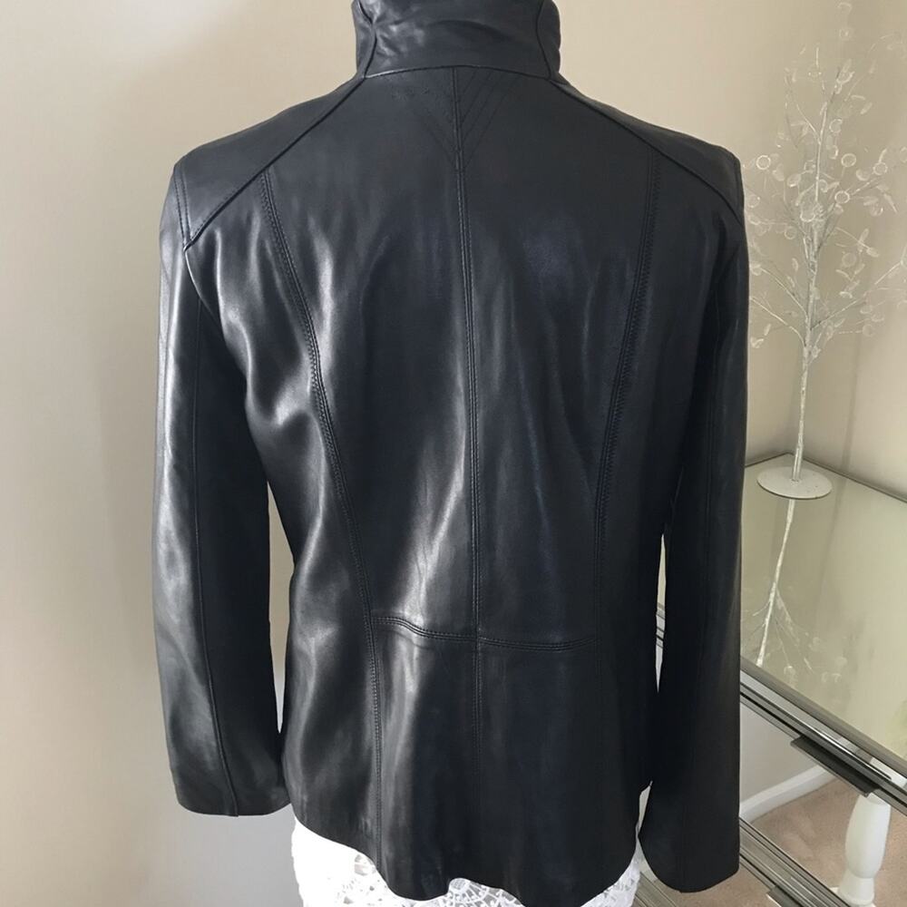 DKNY 100% Lamb Leather Women's Jacket Coat, Black, Size Large - Picture 5 of 7